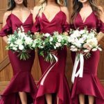 Sexy High-Low Mermaid Bridesmaid Dresses Simple Spaghetti Straps Ruffles Wedding Party Dresses
