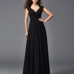 Black Floor-Length Chiffon V-neck A-Line Princess Sleeveless Other Empire 60258BD Bridesmaid Dress