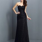 Black Floor-Length Satin Sweetheart A-Line Princess Sleeveless Lace Empire 50533BD Bridesmaid Dress