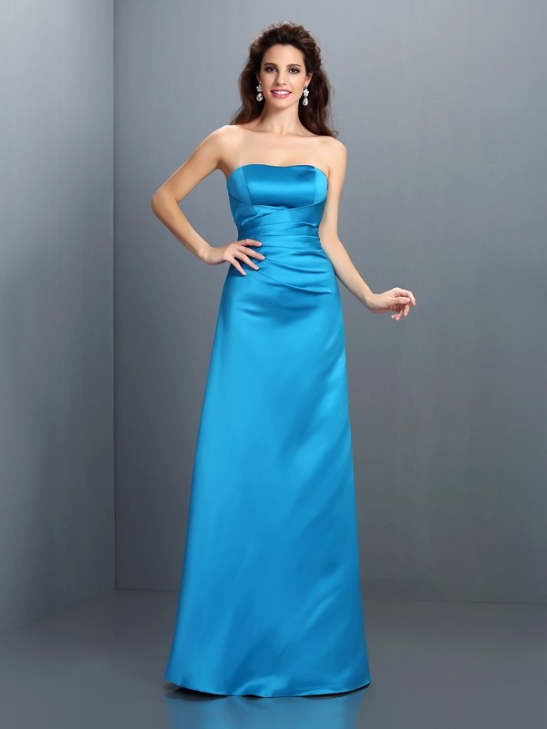Blue Floor-Length Satin Strapless A-Line Princess Sleeveless Other Natural 50576BD Bridesmaid Dress