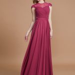 Burgundy Floor-Length Chiffon Scoop A-Line Princess Natural 72054BD Bridesmaid Dress