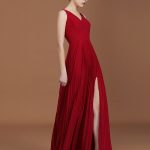 Burgundy Floor-Length Chiffon V-neck A-Line Princess Sleeveless Ruched Natural 72135BD Bridesmaid Dress