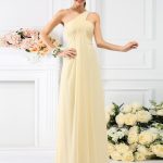 Daffodil Floor-Length Chiffon One-Shoulder A-Line Princess Sleeveless Pleats Empire 50496BD Bridesmaid Dress