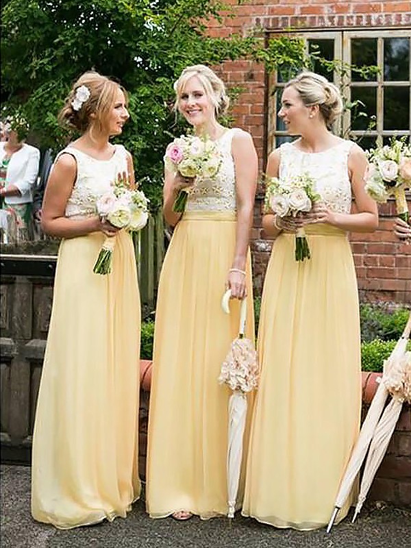 Daffodil Floor-Length Chiffon Scoop A-Line Princess Natural BD1506EV1055BD Bridesmaid Dress