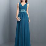 Dark Green Floor-Length Chiffon V-neck A-Line Princess Sleeveless Beading Empire 50509BD Bridesmaid Dress