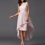 Pearl Pink Asymmetrical Chiffon Scoop A-Line Princess SashRibbonBelt 60252Bridesmaid Dress Bridesmaid Dress