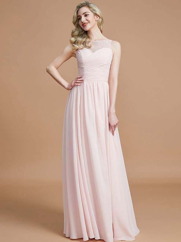 Pearl Pink Chiffon Bateau A-Line Princess Ruched 72009Bridesmaid Dress Bridesmaid Dress