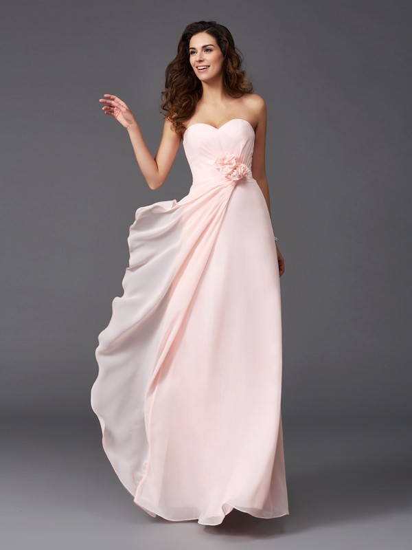 Pearl Pink Chiffon Sweetheart A-Line Princess Hand-Made Flower Empire 60292Bridesmaid Dress Bridesmaid Dress
