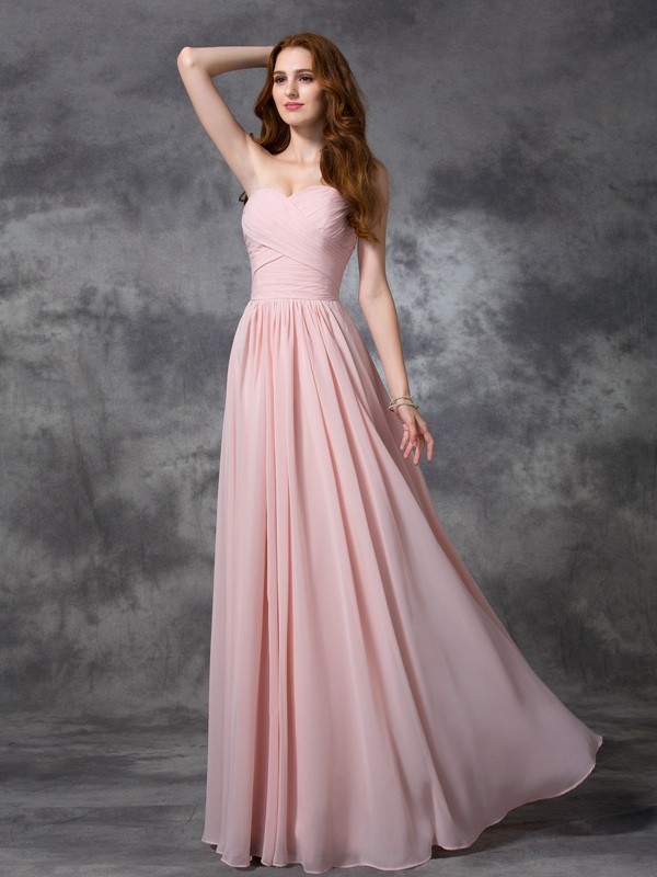 Pearl Pink Chiffon Sweetheart A-Line Princess Ruched 60281Bridesmaid Dress Bridesmaid Dress
