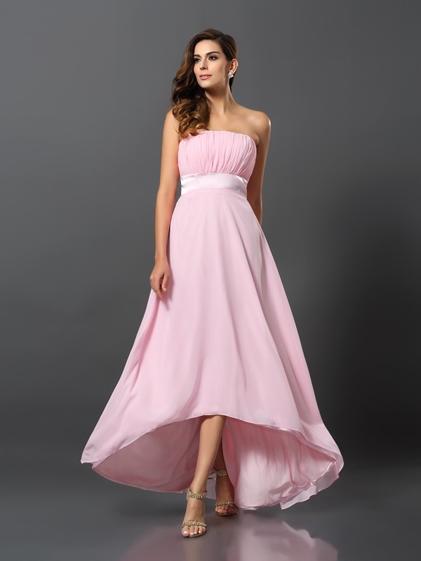 Pink Asymmetrical Chiffon Strapless A-Line Princess Other Empire 50578Bridesmaid Dress Bridesmaid Dress