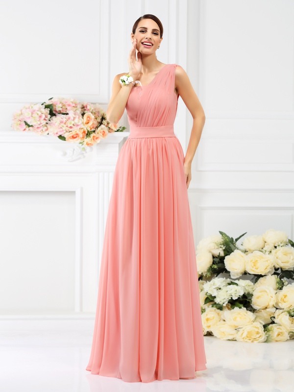 Pink Chiffon One-Shoulder A-Line Princess Pleats Empire 50584Bridesmaid Dress Bridesmaid Dress
