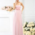 Pink Chiffon Strapless A-Line Princess Hand-Made Flower Empire 50520Bridesmaid Dress