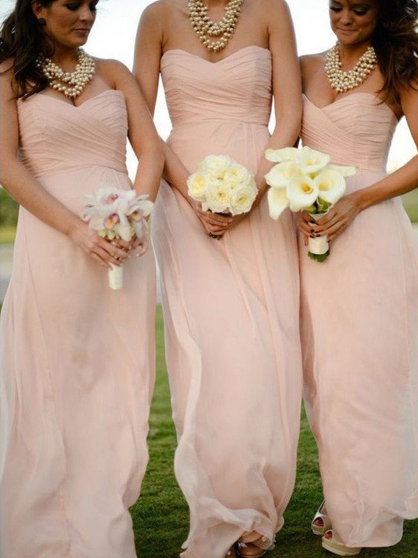 Pink Chiffon Sweetheart A-Line Princess Bridesmaid Dress
