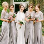Grey Satin Scoop A-Line Princess Bridesmaid Dress