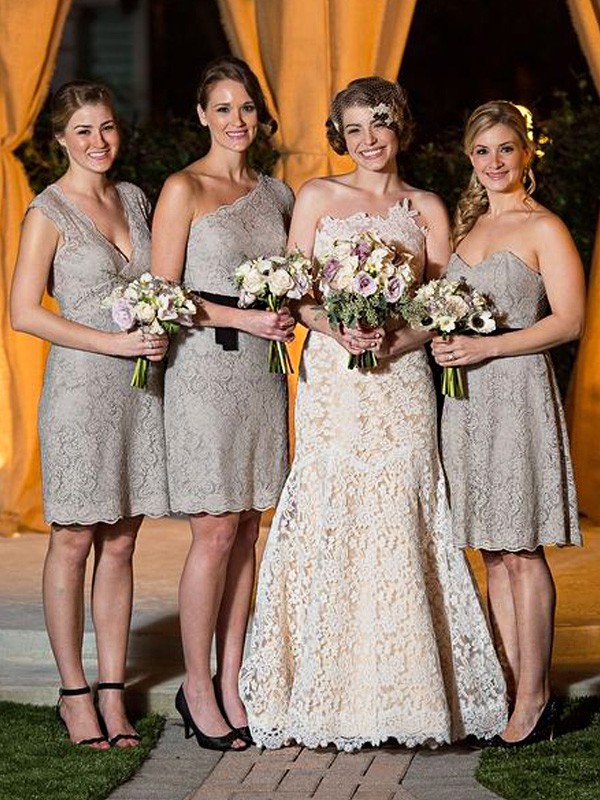 Grey Sheath Column Bridesmaid Dress
