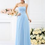 Light Sky Blue Chiffon Strapless A-Line Princess Pleats Empire 50521 Bridesmaid Dress