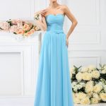 Light Sky Blue Chiffon Sweetheart A-Line Princess Hand-Made Flower,Pleats Empire 50525 Bridesmaid Dress
