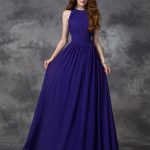 Royal Blue Chiffon Jewel A-Line Princess Ruched 60004Bridesmaid Dress