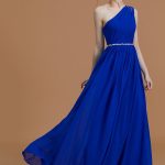 Royal Blue Chiffon One-Shoulder A-Line Princess Beading 72101Bridesmaid Dress