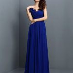 Royal Blue Chiffon V-neck A-Line Princess Pleats Empire 50489Bridesmaid Dress