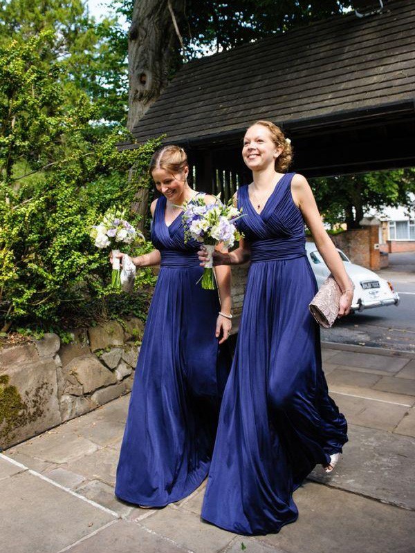 Royal Blue Chiffon V-neck A-Line Princess Pleats PO16044135Bridesmaid Dress