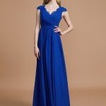 Royal Blue Chiffon V-neck A-Line Princess Ruched 72006Bridesmaid Dress
