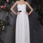 White Chiffon Sweetheart Sheath Column Hand-Made Flower,Pleats Empire N13ZYDRESS162 Bridesmaid Dress