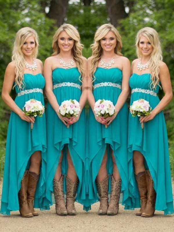 Absolute Lovely Princess Style Sweetheart Asymmetrical Beading Chiffon Bridesmaid Dresses