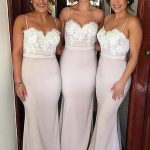 Eye-Catching Charm Princess Style Sweetheart Floor-Length Lace Satin Bridesmaid Dresses