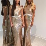 Intuitive Impact Sheath Style Bateau Floor-Length Sequins Bridesmaid Dresses