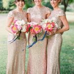 Lively Identity Sheath Style Bateau Floor-Length Sequins Bridesmaid Dresses