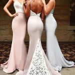 Savor the Occasion Mermaid Style Sweetheart SweepBrush Train Lace Spandex Bridesmaid Dresses
