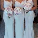 Stylish Refresh Sheath Style Sweetheart Satin Lace SweepBrush Train Bridesmaid Dresses