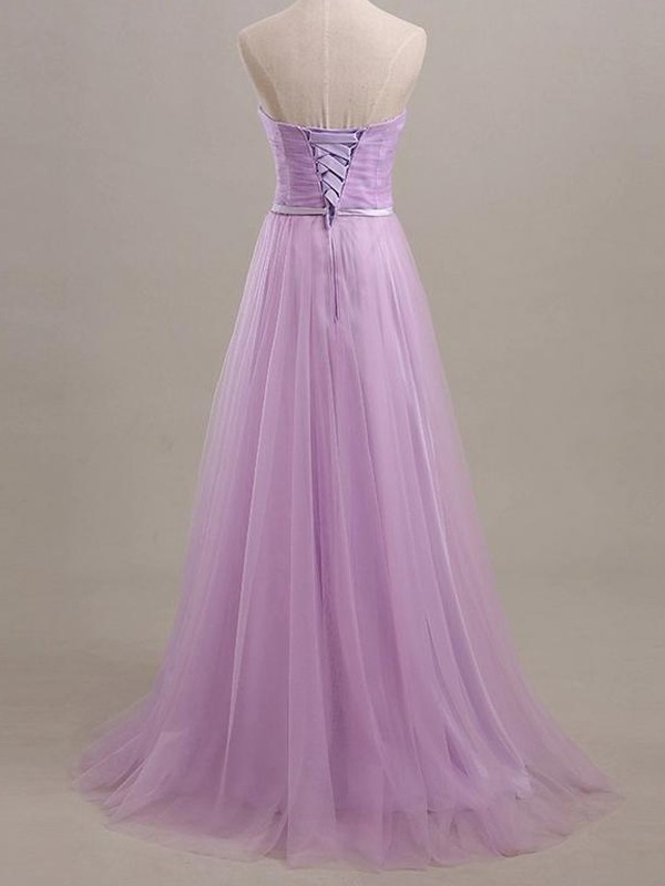 po16033po612-2--Automatic Classic Princess Style Sweetheart Floor-Length SashRibbonBelt Tulle Bridesmaid Dresses