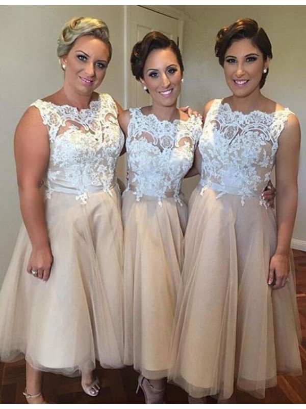 pon1506ev721-1--Aesthetic Honesty Princess Style Sweetheart Applique Tulle Knee-Length Bridesmaid Dresses