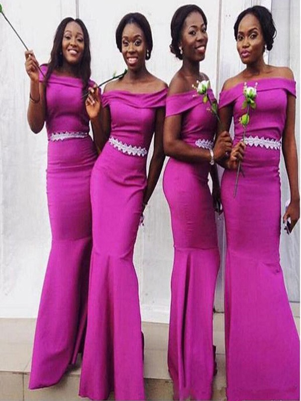 pon1506ev732-1--Automatic Classic Mermaid Style Off-the-Shoulder Satin Floor-Length Bridesmaid Dresses