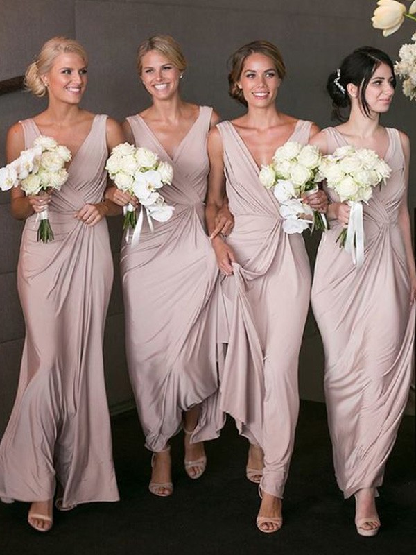 pon1506ev733-1--Sweet Sensation Princess Style V-neck Floor-Length Jersey Bridesmaid Dresses
