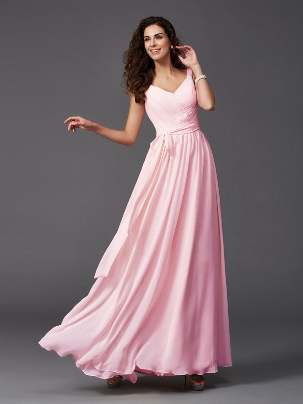 rable Magic Princess Style Straps SashRibbonBelt Long Chiffon Bridesmaid Dresses