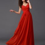 red–Memorable Magic Princess Style Straps SashRibbonBelt Long Chiffon Bridesmaid Dresses
