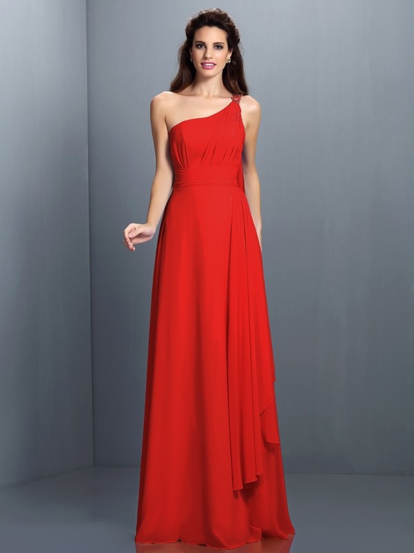 red_21_1--Romantic Vibes Princess Style One-Shoulder Pleats Long Chiffon Bridesmaid Dresses