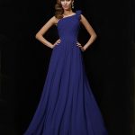 royal_blue 1–Creative Courage Princess Style One-Shoulder Hand-Made Flower Long Chiffon Bridesmaid Dresses