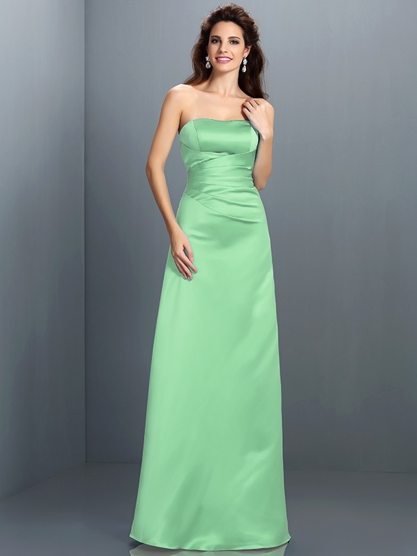 sage 3--Befits Your Brilliance Princess Style Strapless Long Satin Bridesmaid Dresses