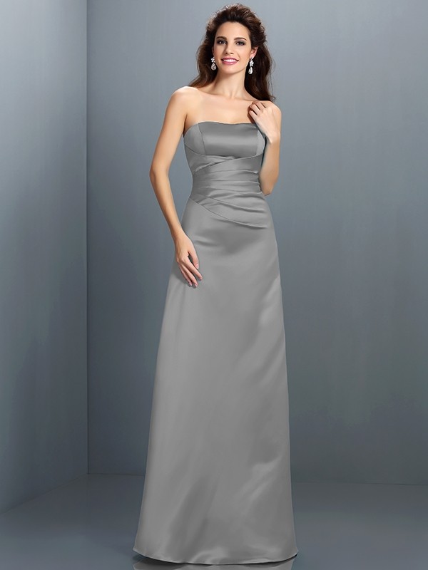 silver 3--Befits Your Brilliance Princess Style Strapless Long Satin Bridesmaid Dresses