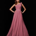 watermelon_23_1–Creative Courage Princess Style One-Shoulder Hand-Made Flower Long Chiffon Bridesmaid Dresses