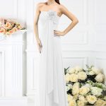 white 4–Efflorescent Dreams Princess Style Strapless Hand-Made Flower Long Chiffon Bridesmaid Dresses