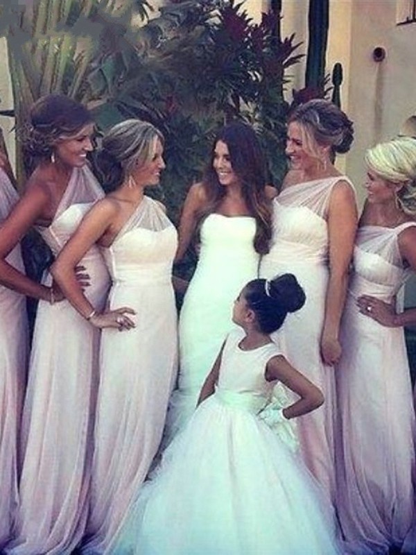 Ivory Chiffon One-Shoulder A-Line Princess Pleats PO16044104Bridesmaid Dress Bridesmaid Dress