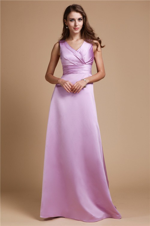 Lavender Elastic Woven Satin V-neck A-Line Princess Ruched Empire N13ZYDRESS7Bridesmaid Dress Bridesmaid Dress