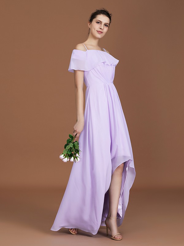Lilac Chiffon Off-the-Shoulder A-Line Princess Short Sleeves Ruched 72143Bridesmaid Dress Bridesmaid Dress