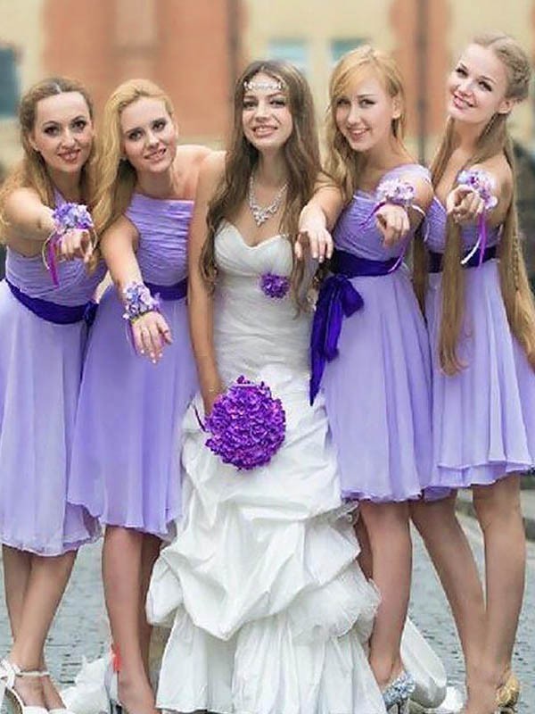 Lilac Short Mini Chiffon One-Shoulder A-Line Princess Bridesmaid Dress1506EV1068Bridesmaid Dress Bridesmaid Dress