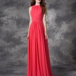 Red Chiffon Jewel A-Line Princess Ruffles 60298Bridesmaid Dress
